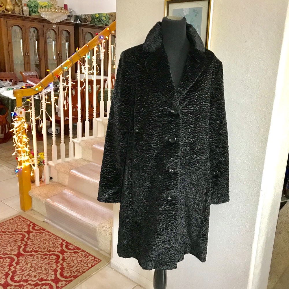 Long coat black/gray velvety size L